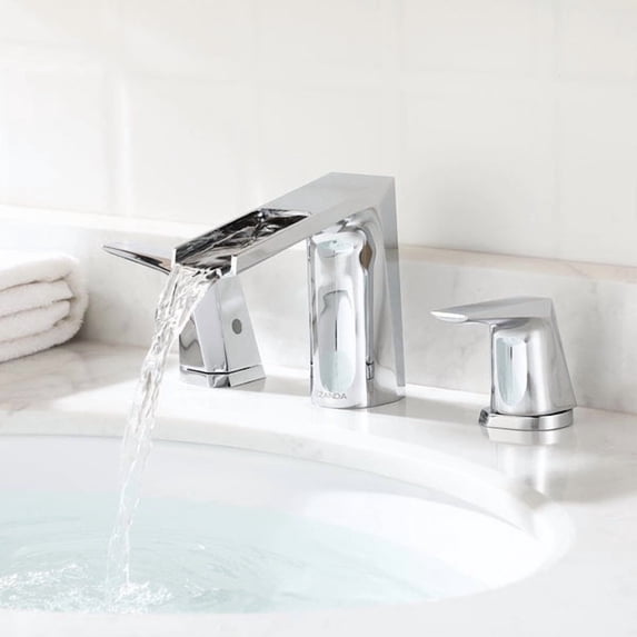 EZANDA Widespread 2-handle Bathroom Faucet with Drain Assembly, Polished Chrome