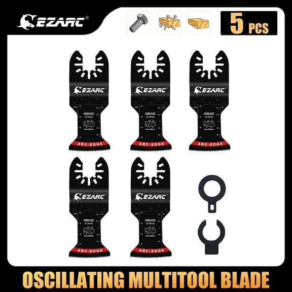 EZARC Bi-Metal Oscillating Saw Blades - 5PCS Arc Edge Multitool Blades Precise Cut for Wood with Nails, Wood