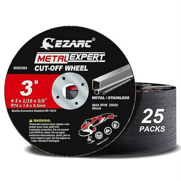 EZARC Cut Off Wheels 25 Pack, 3 x 1/16 x 3/8 Cutting Wheel, Metal & Stainless Steel Cutting Disc for Die Grinder