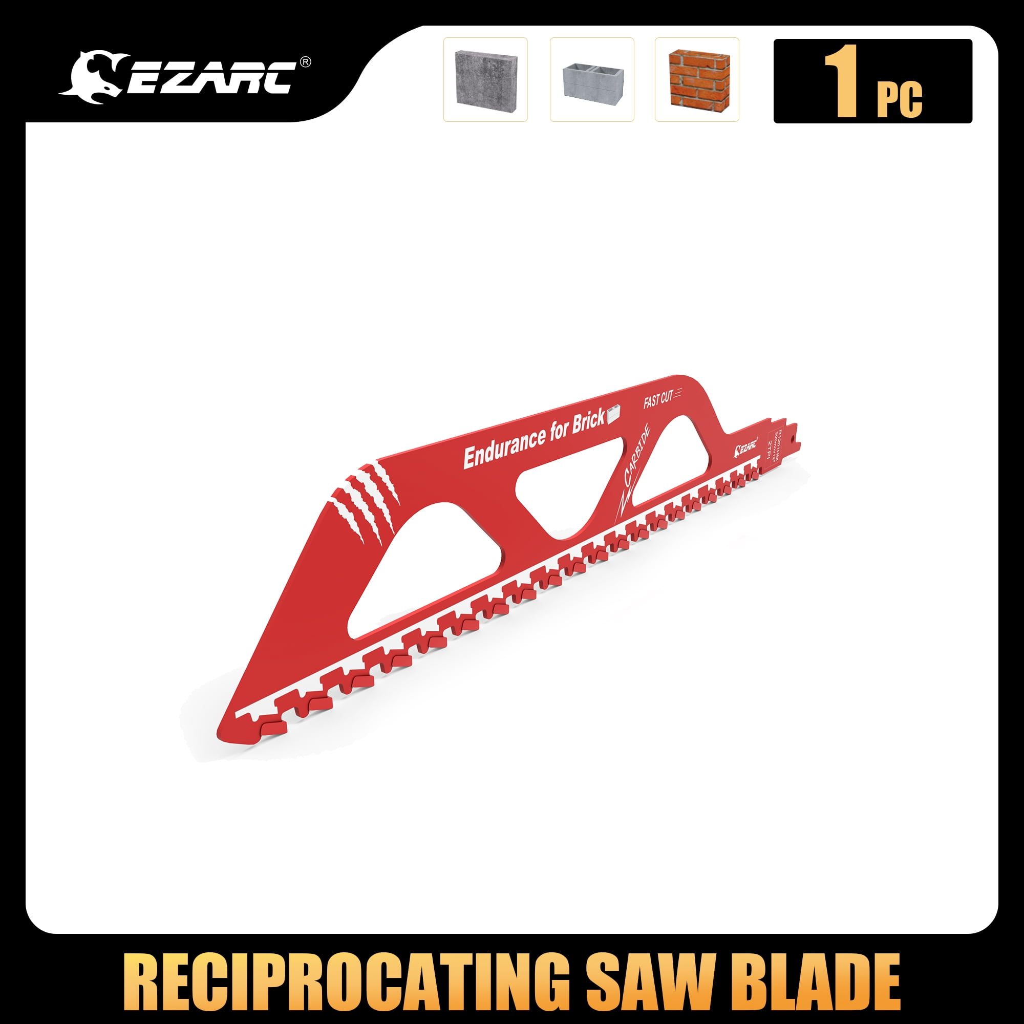 EZARC Demolition Masonry Reciprocating Saw Blade, 12Inch Carbide Sawzall Blades for Cutting