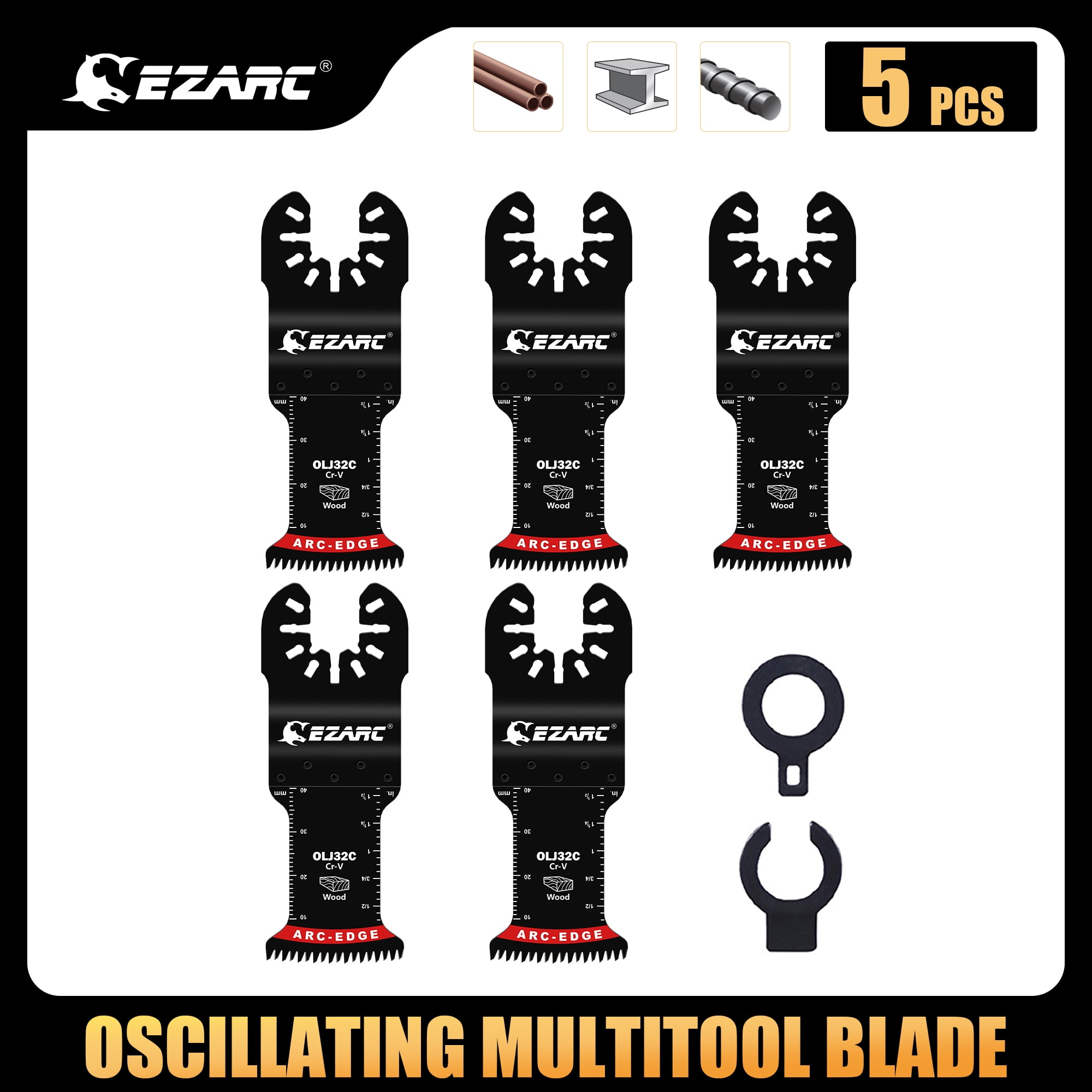 EZARC Japanese Tooth Oscillating Saw Blade, 5PCS Arc Edge Oscillating