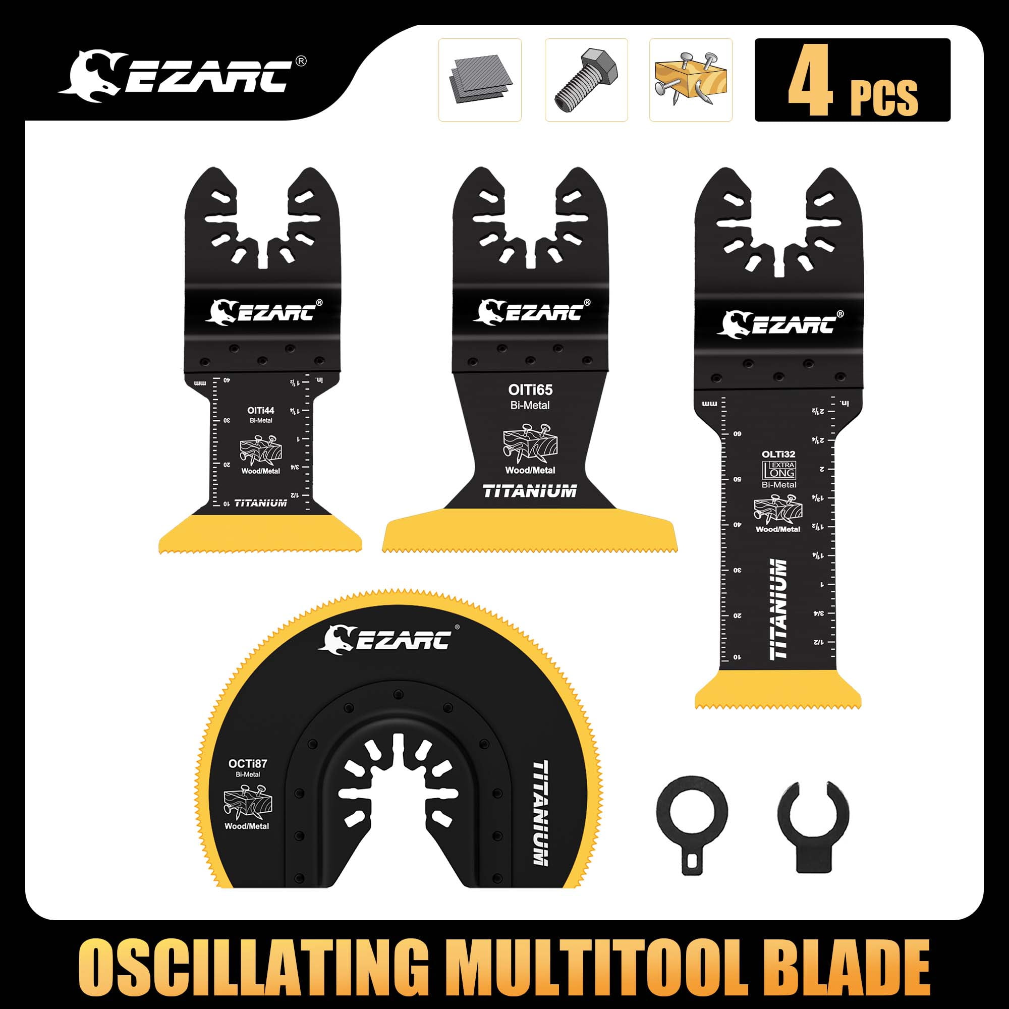 EZARC Titanium Oscillating Saw Blades Kit 4PCS, Plunge Cutting