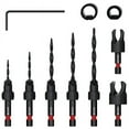 EZARC Wood Countersink Drill Bit Set, 4, 6, 8, 10, 12 Tapered Drill Bits, with 1/4" Hex Shank
