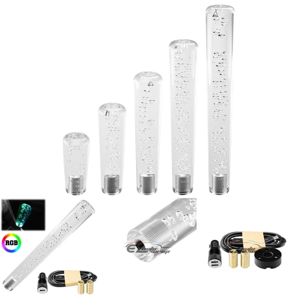 EZAUTO WRAP LED Light RGB Shift Knob Stick Crystal Transparent Bubble Gear Shifter 30cm