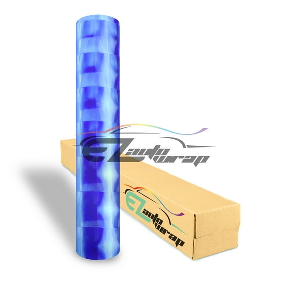 EZAUTOWRAP 12" Wide Glossy Cat Eye Light Blue HeadLight TailLight Fog Light Side Marker Vinyl Tint Film Roll Sticker Self Adhesive