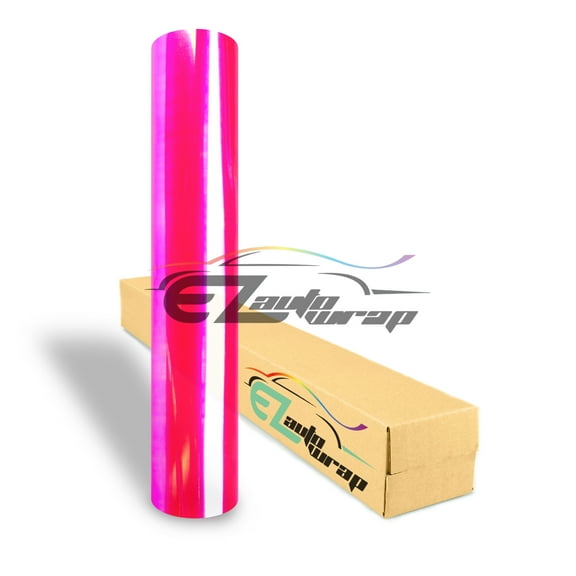 EZAUTOWRAP 12" Wide Glossy Neo Chrome Chameleon Pink Headlight Taillight Fog Light Side Marker Vinyl Tint Film Roll Sticker Self Adhesive