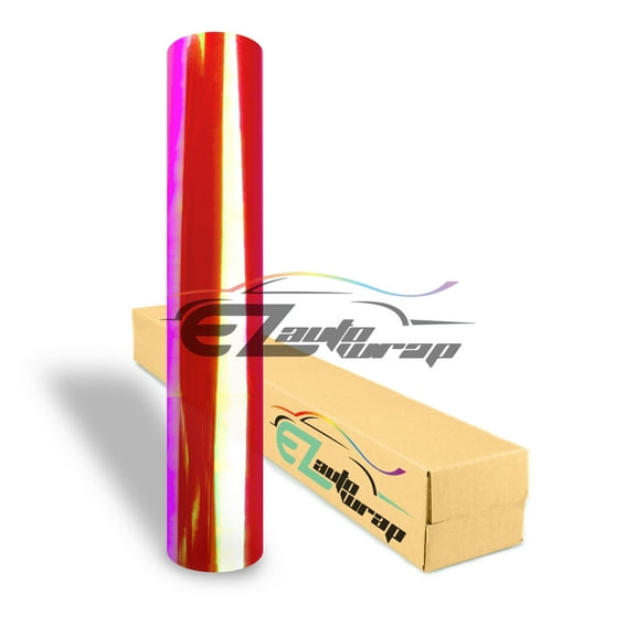 EZAUTOWRAP 12" Wide Glossy Neo Chrome Chameleon Red Headlight Taillight Fog Light Side Marker Vinyl Tint Film Roll Sticker Self Adhesive