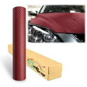 EZAUTOWRAP 3D Burgundy Carbon Fiber Textured Car Vinyl Wrap Sticker Decal Film Sheet Decoration