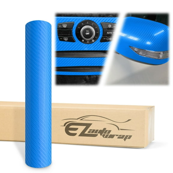 EZAUTOWRAP 4D Carbon Fiber Textured Light Blue Semi Gloss Car Vinyl Wrap Sticker Decal Film Sheet With Air Release Techology
