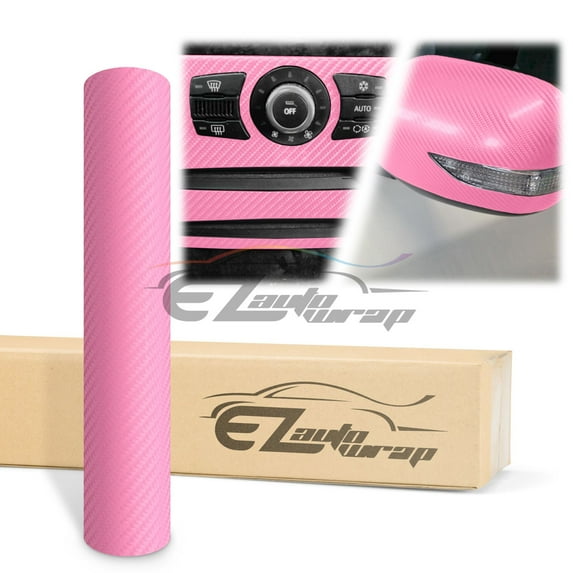 EZAUTOWRAP 4D Carbon Fiber Textured Pink Semi Gloss Car Vinyl Wrap Sticker Decal Film Sheet Decoration With Air Release Techology
