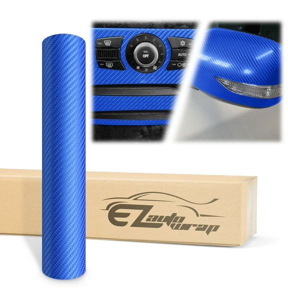 EZAUTOWRAP 4D Carbon Fiber Textured Sky Blue Semi Gloss Car Vinyl Wrap Sticker Decal Film Sheet Decoration With Air Release Techology