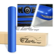 EZAUTOWRAP 4D Carbon Fiber Textured Sky Blue Semi Gloss Car Vinyl Wrap Sticker Decal Film Sheet Decoration With Air Release Techology