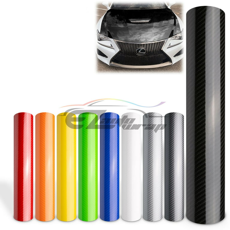 EZAUTOWRAP 7D Carbon Fiber Silver High Gloss Vinyl Wrap Bubble Free Air  Release Decal 6D 