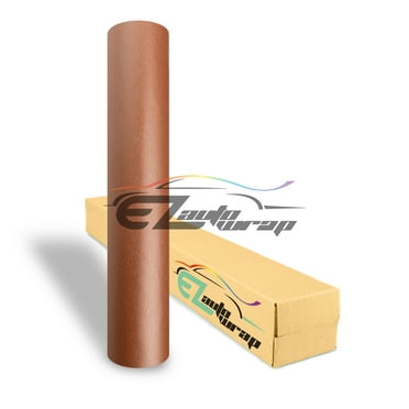 EZAUTOWRAP BROWN Leather Grain Texture Cabinet Car Vinyl Wrap Vehicle Sticker Decal Film Sheet Furniture Decoration Peel And Stick