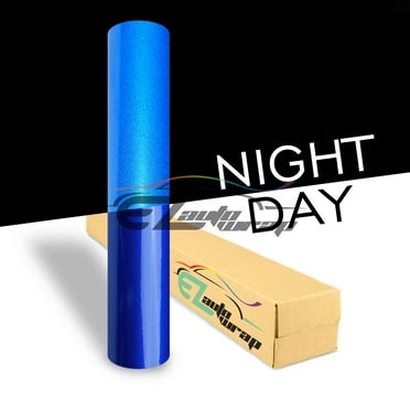 EZAUTOWRAP Blue Night Reflective Vinyl Wrap Sticker Decal Graphic Sign Self Adhesive Film Roll For Car Vehicle Boat Truck Trailer RV Motorcycle Bike Road Sign Party Club Decoration