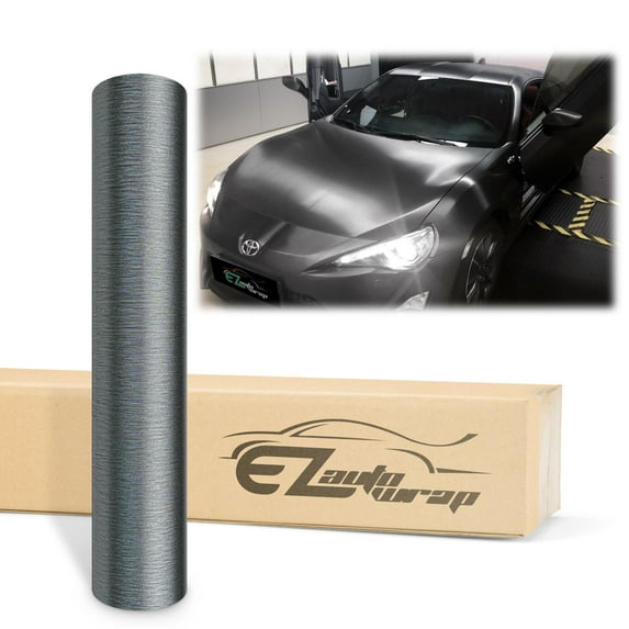EZAUTOWRAP Brushed Aluminum Gray Car Vinyl Wrap Vehicle Sticker Decal Film Sheet With Air Release Technology Peel And Stick