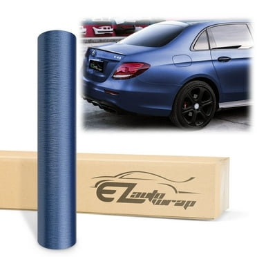 EZAUTOWRAP Brushed Aluminum Navy Blue Car Vinyl Wrap Vehicle Sticker Decal Film Sheet With Air Release Technology Peel And Stick