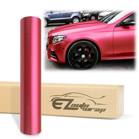 EZAUTOWRAP Brushed Aluminum Pink Car Vinyl Wrap Vehicle Sticker Decal Film Sheet With Air Release Technology Peel And Stick