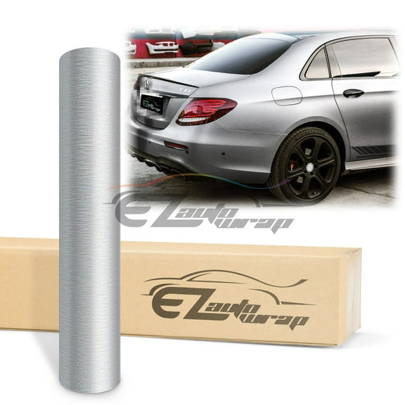 EZAUTOWRAP Brushed Aluminum Silver Car Vinyl Wrap Vehicle Sticker Decal Film Sheet With Air Release Technology Peel And Stick