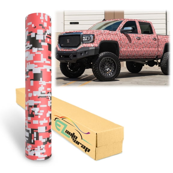 EZAUTOWRAP Camouflage Digital Red Car Vinyl Wrap Vehicle Sticker Decal Film Sheet Furniture Cabinet Decoration Peel And Stick