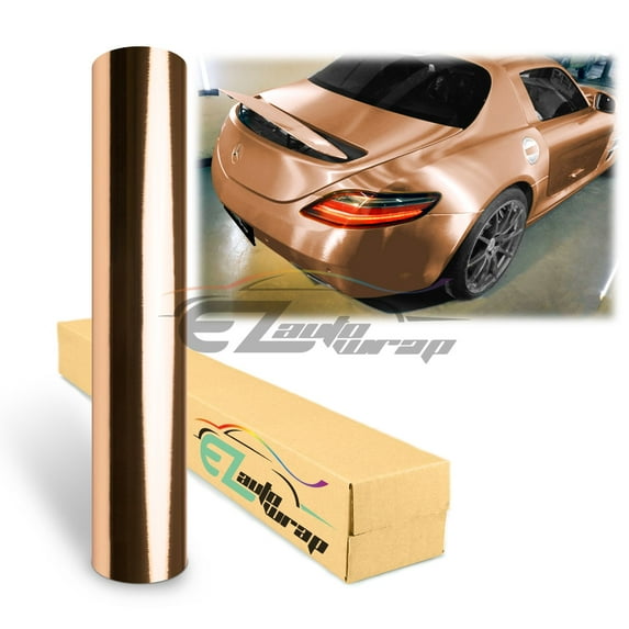 EZAUTOWRAP Chrome Brushed Aluminum Rose Gold Car Vinyl Wrap Vehicle Sticker Decal Film Sheet With Air Release Technology Peel And Stick