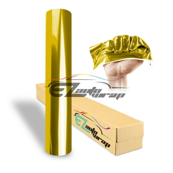 EZAUTOWRAP Chrome Gold Mirror Supercast Easy Stretch Vinyl Wrap Sticker Decal Film Sheet Car Vehicle With Air Release Technology