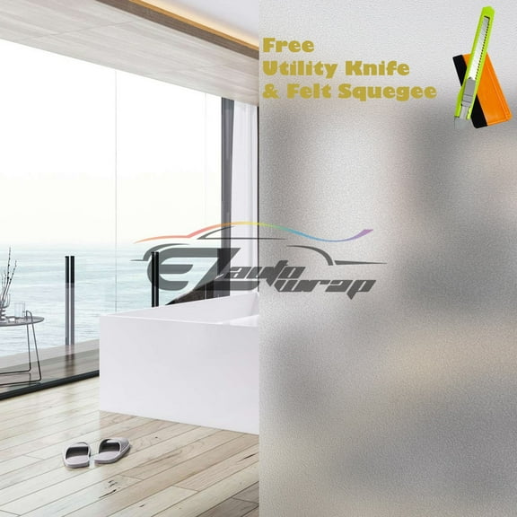 EZAUTOWRAP Frosted Glass Peel And Stick Window Film Home Bedroom Bathroom Privacy Waterproof Sticker Decal