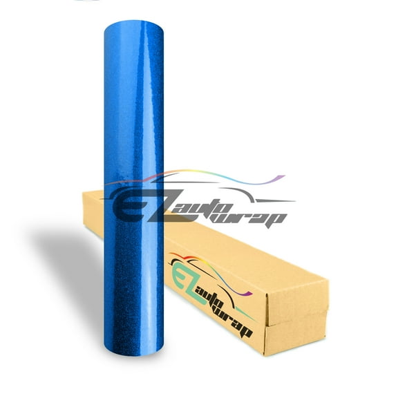 EZAUTOWRAP Gloss Glitter Dark Blue Metallic Sparkle Glossy Car Vinyl Wrap Vehicle Sticker Decal Film Sheet With Air Release Technology