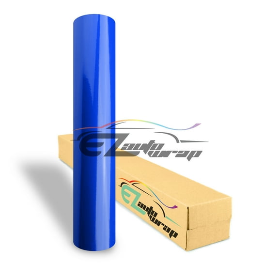 EZAUTOWRAP Gloss Intense Blue Glossy Car Vinyl Wrap Vehicle Sticker Decal Film Sheet With Air Release Techology