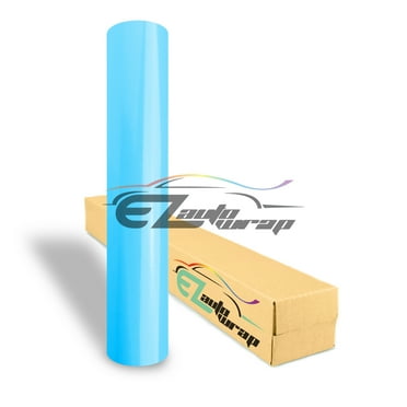 EZAUTOWRAP Gloss Light Blue Glossy Car Vinyl Wrap Vehicle Sticker Decal Film Sheet With Air Release Techology