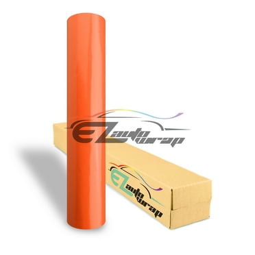 EZAUTOWRAP Gloss Orange Glossy Car Vinyl Wrap Vehicle Sticker Decal Film Sheet With Air Release Techology