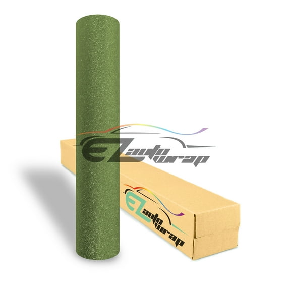 EZAUTOWRAP Matte Military Army Green Frosted Sparkle Car Vinyl Wrap Vehicle Sticker Decal Film Sheet Peel And Stick With Air Release Technology Decoration Wallpaper