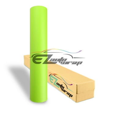 EZAUTOWRAP Matte Neon Yellow Car Vinyl Wrap Vehicle Sticker Decal Film Sheet Peel And Stick With Air Release Technology Decoration Wallpaper