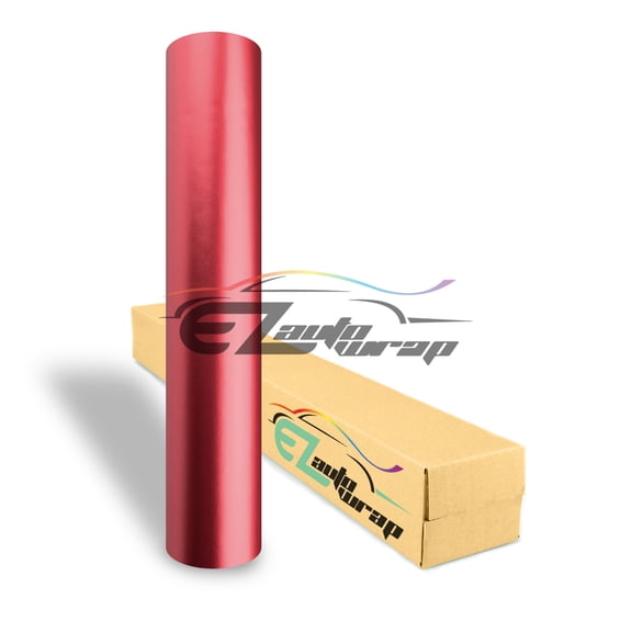 EZAUTOWRAP Matte Satin Chrome Metallic Red Car Vinyl Wrap Vehicle Sticker Decal Film Sheet Decoration With Air Release Technology