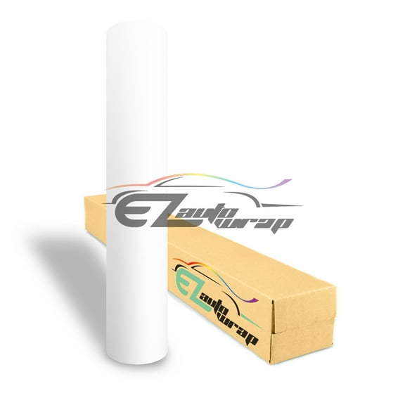 EZAUTOWRAP Matte White Car Vinyl Wrap Vehicle Sticker Decal Film Sheet Peel And Stick With Air Release Technology Decoration Wallpaper
