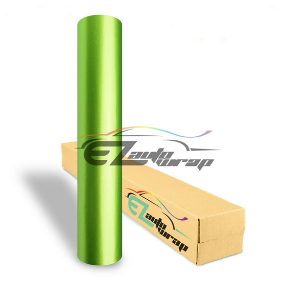 EZAUTOWRAP Premium High Gloss Metallic Lime Green Car Vinyl Wrap Sticker Decal Bubble Free