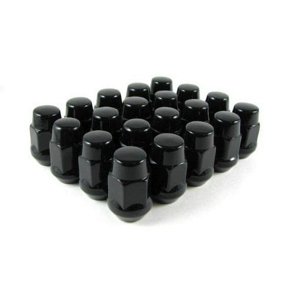 EZAccessory 20 Black Bulge Acorn Lug Nuts 7/16" Thread Size 3/4" Hex