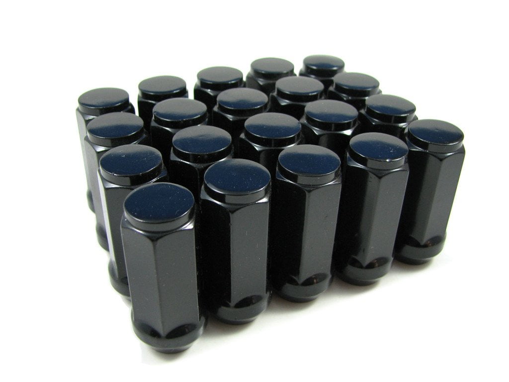 EZAccessory 20 Black Long Bulge Acorn Lug Nuts 9/16" Thread 3/4" Long 1.9"