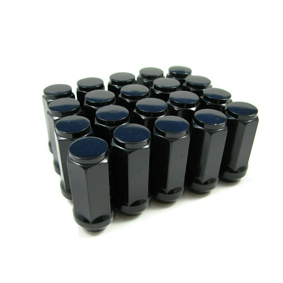 EZAccessory 20 Black Long Bulge Acorn Lug Nuts 9/16" Thread 3/4" Long 1.9"
