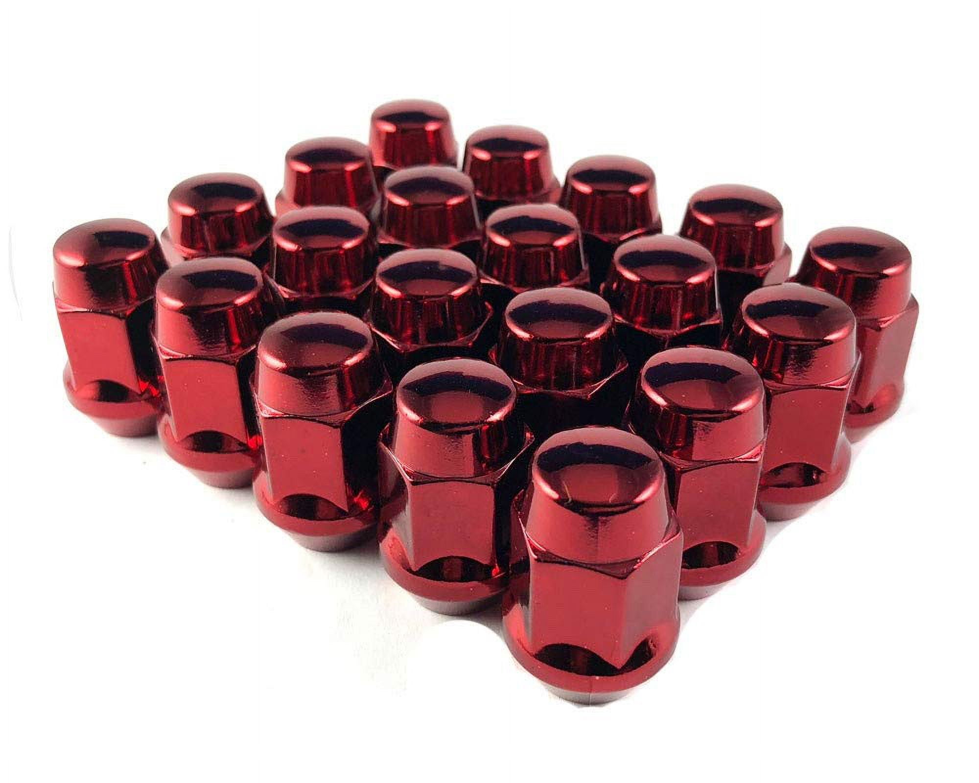 EZAccessory 24 Red Bulge Acorn Lug Nuts 12x1.5 Thread Size 3/4" Hex