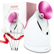 EZBASICS Facial Steamer, Nano Ionic Warm Mist Face Humidifier with Aromatherapy Design Pink