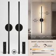 EZBY Battery Operated Wall Sconce, 5000mAh Wireless Rechargeable LED Wall Light with Remote, 360 Degree Rotatable Magnetic Base, 3 Color Dimmable Modern Lamp for Bedroom