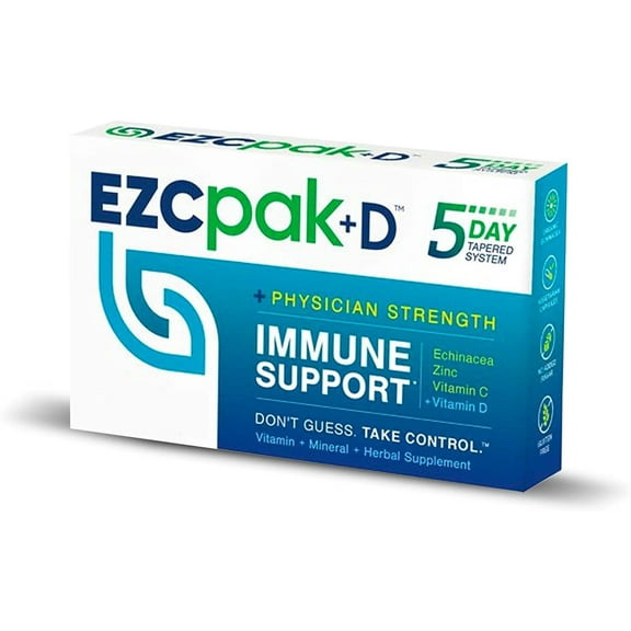 EZC Pak+D 5-Day Immune System Booster, Vitamin D, Vitamin C and Zinc for Immune Support