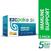 EZC Pak+D 5-Day Immune System Booster with Echinacea, Vitamin D, Vitamin C and Zinc Supplements for Immune Support Pack of 2