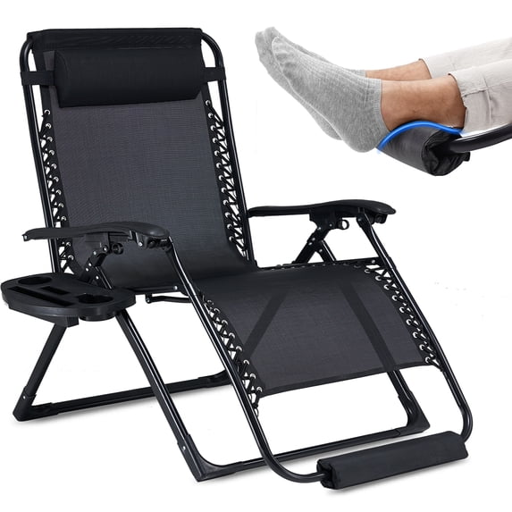 EZCHEER Oversized Zero Gravity Chair with Foot Rest Cushion, 31.5 inches Wide Folding Beach Recliner