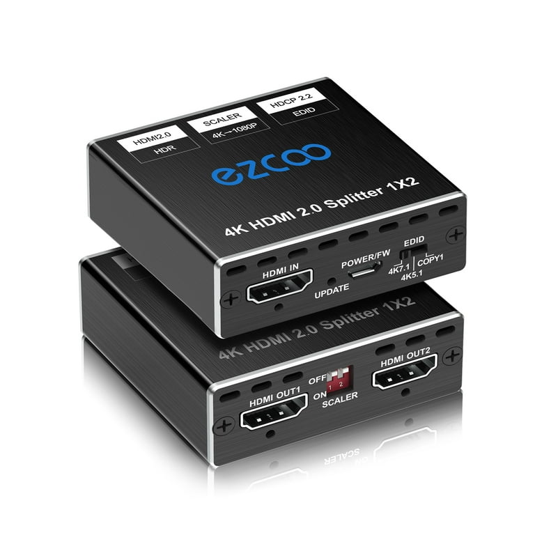 EZCOO スプリッター 4K HDMI 2.0 Splitter 1X2 EZCOO HDMI Splitter 1x2 to HDMI to HDMI Cable Splitter with