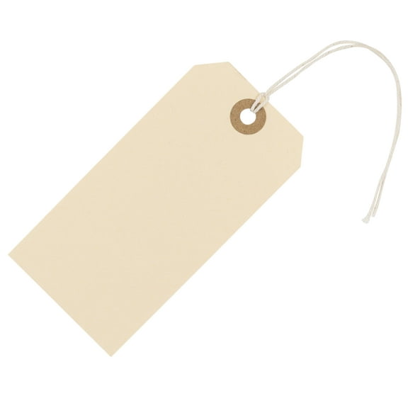 EZDOM 100 Manila Tags #5 with String - 4 3/4" x 2 3/8" - Labeling Tags with String Attached