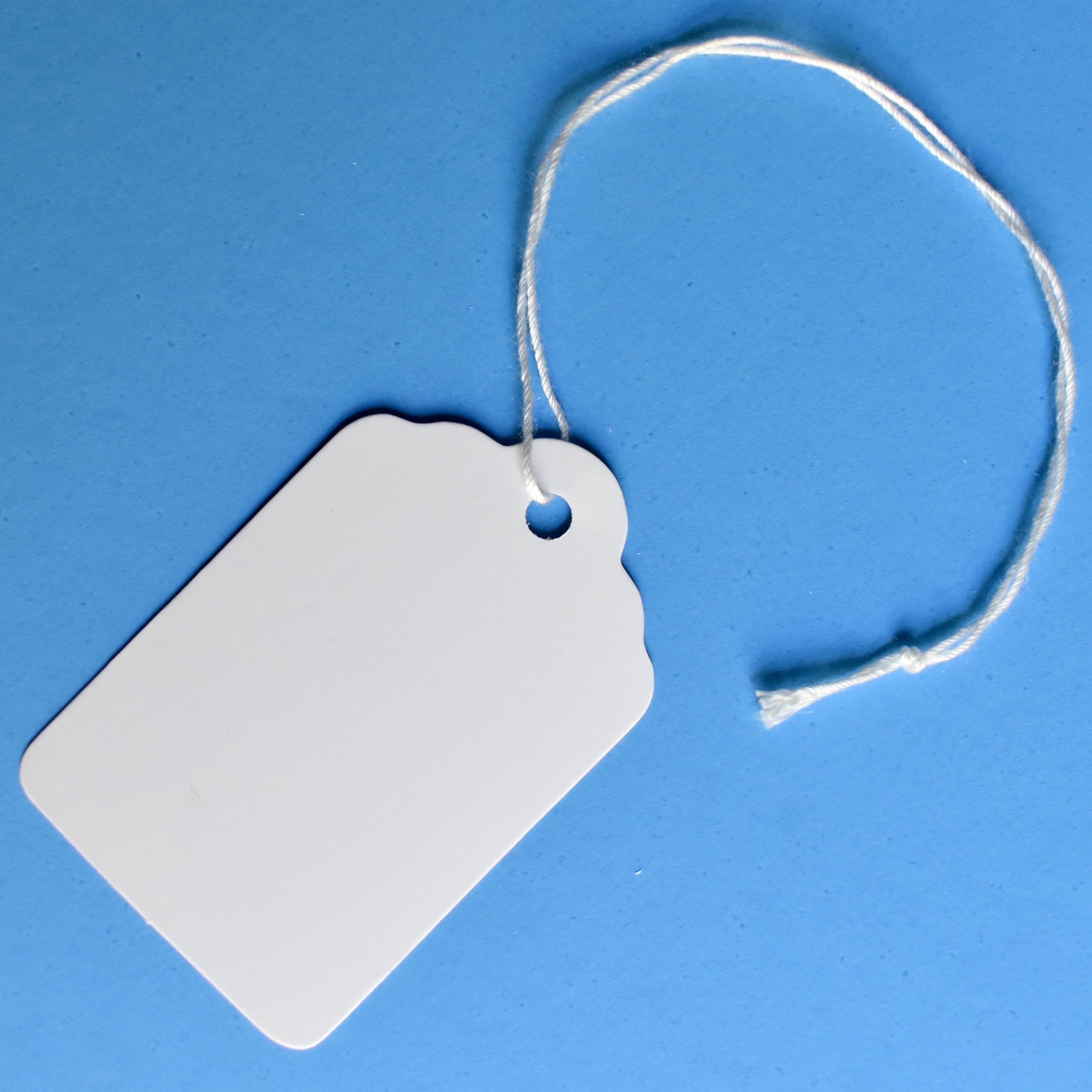 EZDOM 500 White Card-Stock #7 Merchandise Tags with Strings, 2 1/4"x1 7/16" Blank Marking Tags
