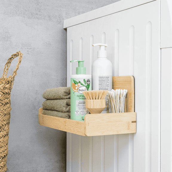 EZEMTOS Bamboo Magnetic Shelf for Fridge, 6" Deep Magnetic Spice Rack for Refrigerator, Kitchen Organization Spice Rack Organizer, Heavy Duty 20LB Large Capacity