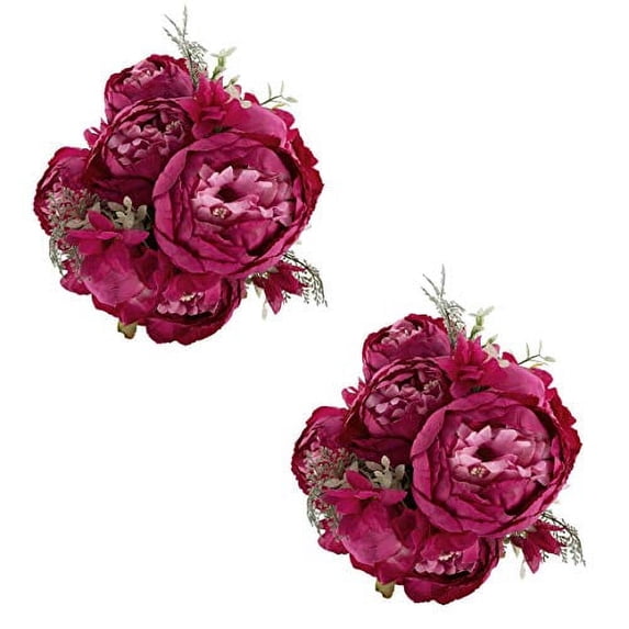 EZFLOWERY 2 Pack Artificial Peony Silk Flowers Arrangement Bouquet for Wedding Centerpiece Room Party Home Decoration, Elegant Vintage, Perfect for Spring, Summer and Occasions (2, Hot Pink)